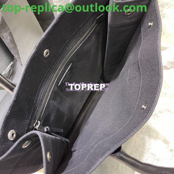 Replica YSL Saint Laurent Rive Gauche N/s Shopping Bag In Linen And Cotton 631682 Black 6 Replica YSL Saint Laurent Rive Gauche N/s Shopping Bag In Linen And Cotton 631682 Black 6