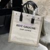 Replica YSL Saint Laurent Rive Gauche N/s Shopping Bag In Linen And Cotton 631682 Black 10