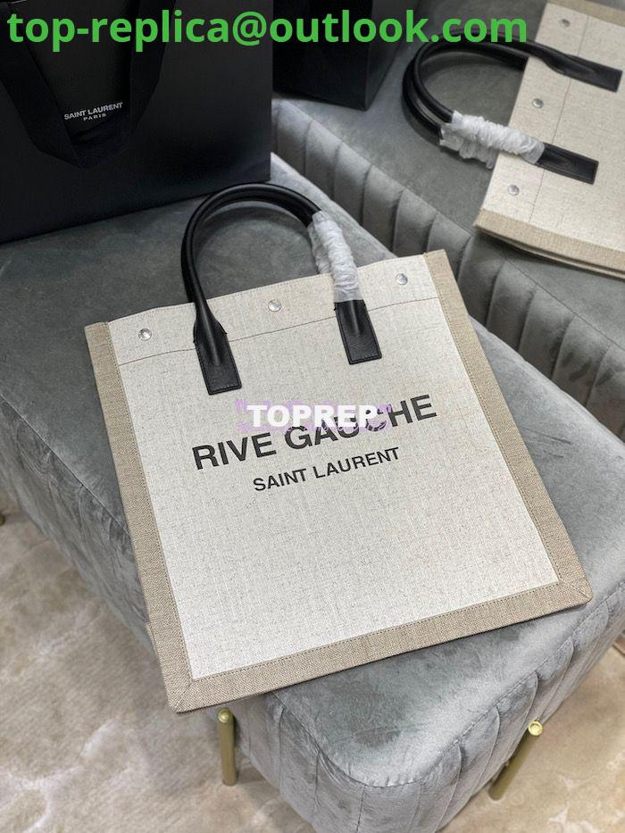 Replica YSL Saint Laurent Rive Gauche N/s Shopping Bag In Linen And Cotton 631682 White 2 Replica YSL Saint Laurent Rive Gauche N/s Shopping Bag In Linen And Cotton 631682 White 2
