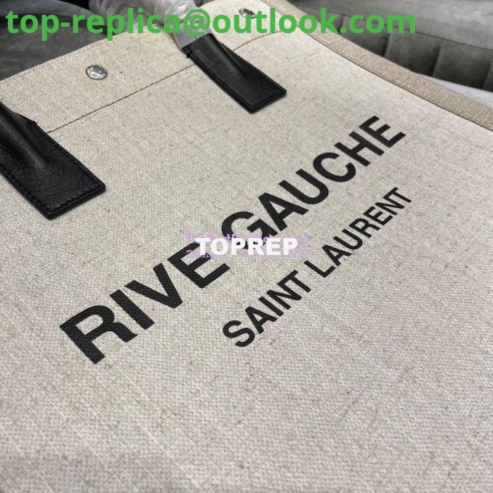 Replica YSL Saint Laurent Rive Gauche N/s Shopping Bag In Linen And Cotton 631682 White 3 Replica YSL Saint Laurent Rive Gauche N/s Shopping Bag In Linen And Cotton 631682 White 3
