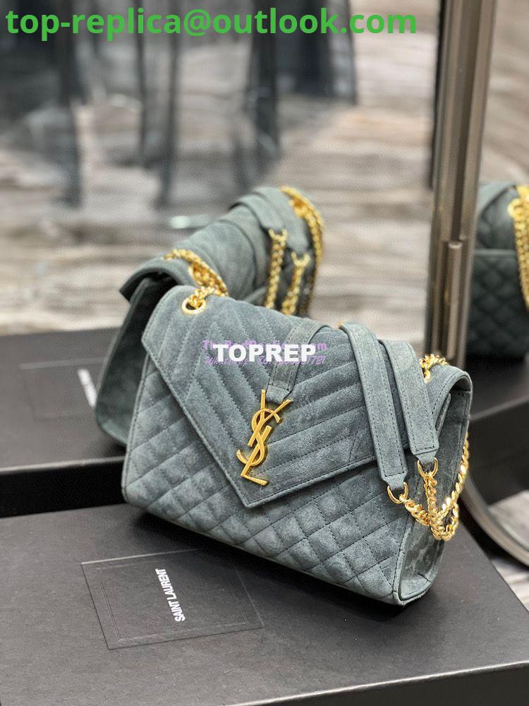 Replica YSL Saint Laurent Envelope Medium Bag In Mix Matelassé Suede Calf 600185 Green 3 Replica YSL Saint Laurent Envelope Medium Bag In Mix Matelassé Suede Calf 600185 Green 3