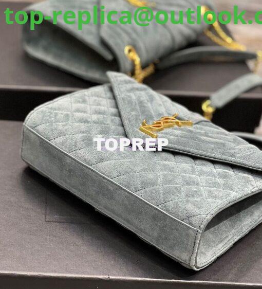 Replica YSL Saint Laurent Envelope Medium Bag In Mix Matelassé Suede Calf 600185 Green 14