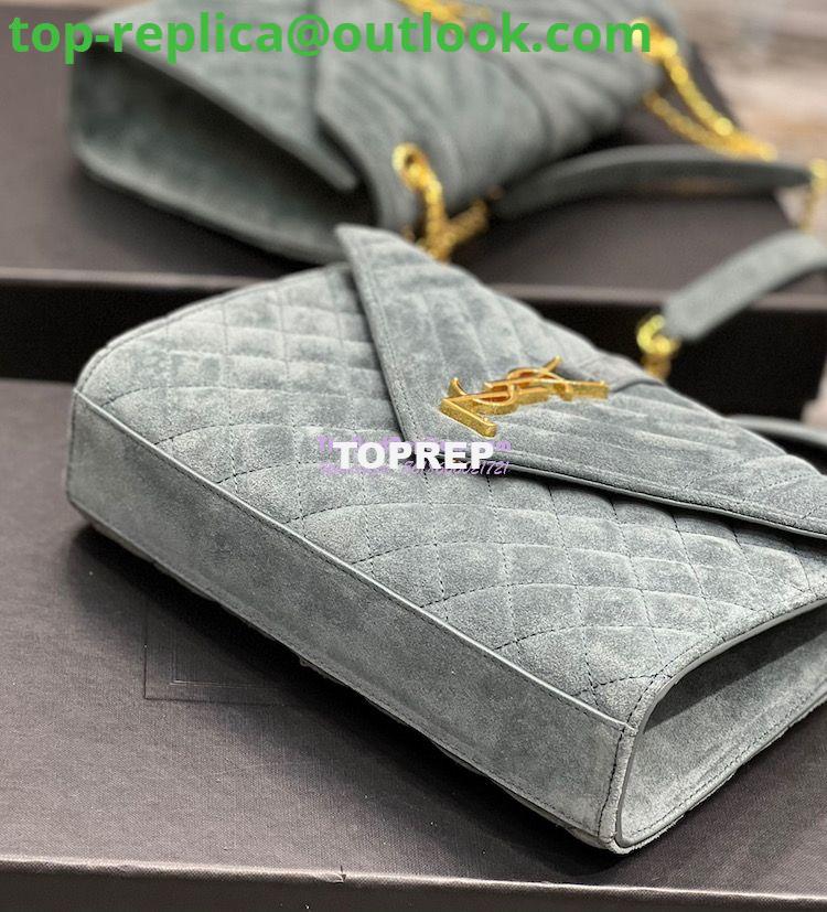 Replica YSL Saint Laurent Envelope Medium Bag In Mix Matelassé Suede Calf 600185 Green 14 Replica YSL Saint Laurent Envelope Medium Bag In Mix Matelassé Suede Calf 600185 Green 14