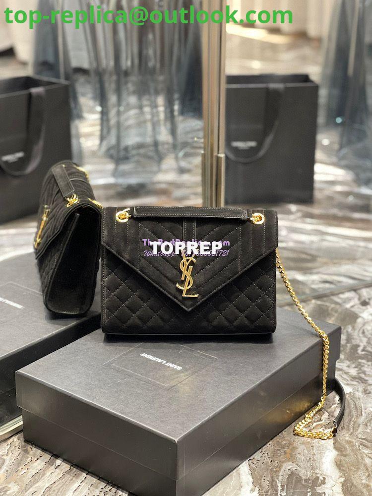 Replica YSL Saint Laurent Envelope Medium Bag In Mix Matelassé Suede Calf 600185 Black Replica YSL Saint Laurent Envelope Medium Bag In Mix Matelassé Suede Calf 600185 Black