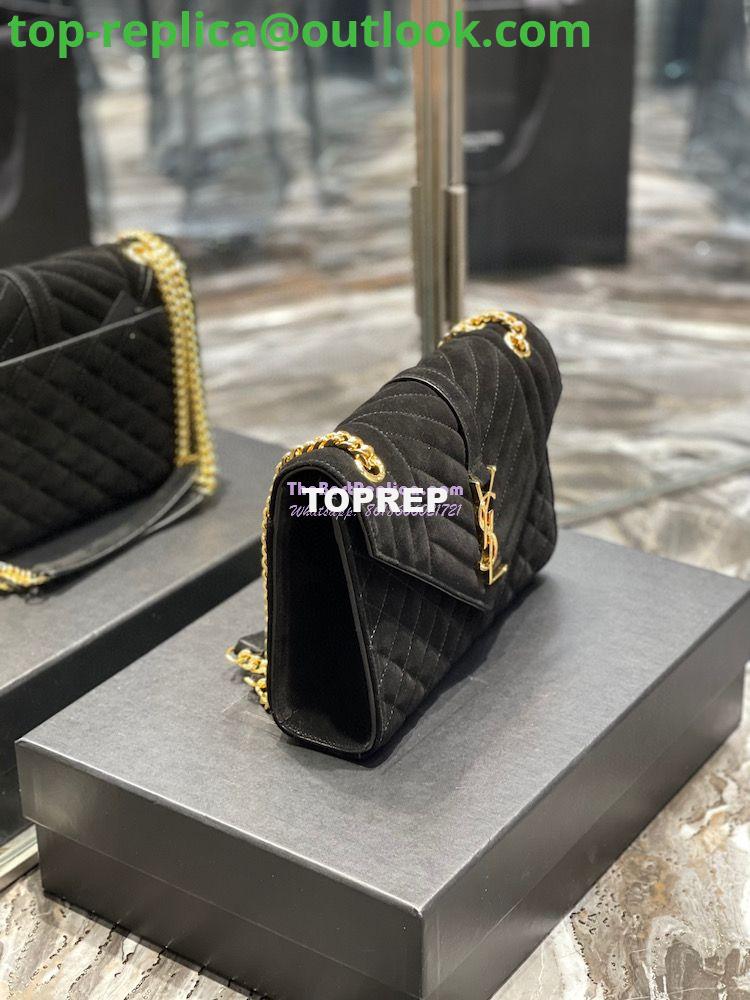 Replica YSL Saint Laurent Envelope Medium Bag In Mix Matelassé Suede Calf 600185 Black 4 Replica YSL Saint Laurent Envelope Medium Bag In Mix Matelassé Suede Calf 600185 Black 4