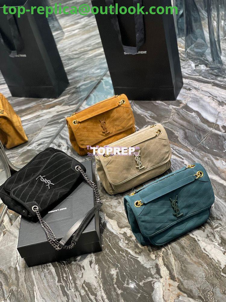 Replica YSL Saint Laurent Niki Medium In Quilted Suede And Smooth Leather 6331581 Dark Green Replica YSL Saint Laurent Niki Medium In Quilted Suede And Smooth Leather 6331581 Dark Green