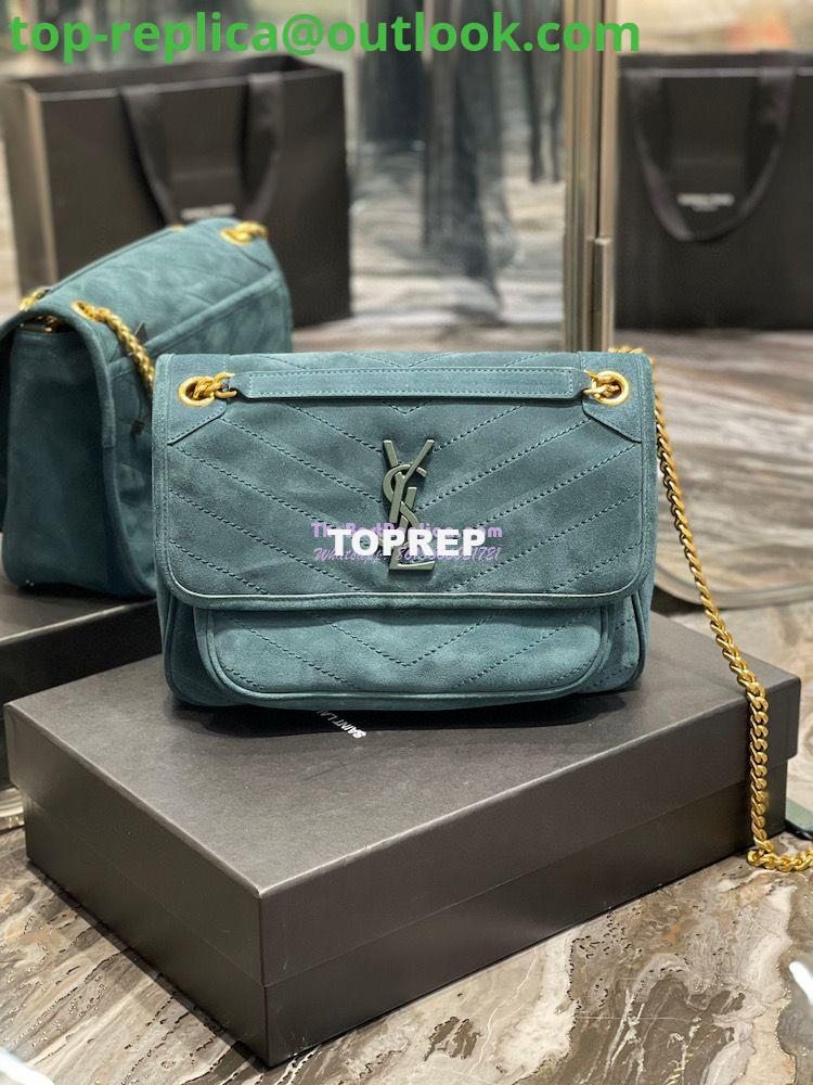Replica YSL Saint Laurent Niki Medium In Quilted Suede And Smooth Leather 6331581 Dark Green 2 Replica YSL Saint Laurent Niki Medium In Quilted Suede And Smooth Leather 6331581 Dark Green 2