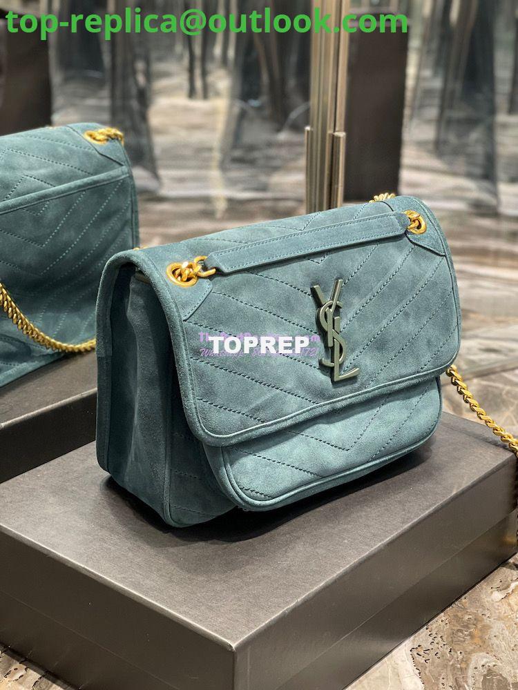 Replica YSL Saint Laurent Niki Medium In Quilted Suede And Smooth Leather 6331581 Dark Green 3 Replica YSL Saint Laurent Niki Medium In Quilted Suede And Smooth Leather 6331581 Dark Green 3