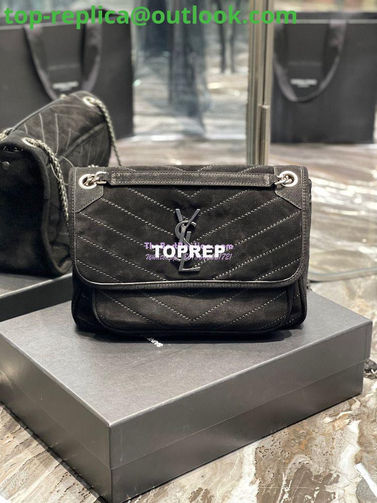 Replica YSL Saint Laurent Niki Medium In Quilted Suede And Smooth Leather 6331581 Black 2 Replica YSL Saint Laurent Niki Medium In Quilted Suede And Smooth Leather 6331581 Black 2