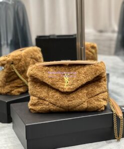 Replica YSL Saint Laurent Puffer Small Medium Bag In Merino Shearling And Lambskin 577476 Caramel 2