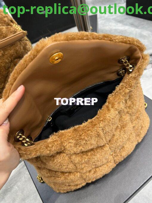 Replica YSL Saint Laurent Puffer Small Medium Bag In Merino Shearling And Lambskin 577476 Caramel 7