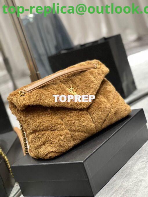 Replica YSL Saint Laurent Puffer Small Medium Bag In Merino Shearling And Lambskin 577476 Caramel 14