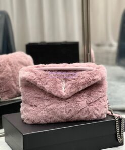 Replica YSL Saint Laurent Puffer Small Medium Bag In Merino Shearling And Lambskin 577476 Lilac