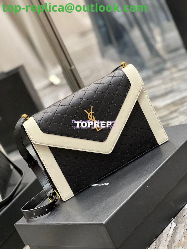 Replica YSL Saint Laurent Gaby Satchel In Quilted Vintage Lambskin 6688631 Black Blanc 2 Replica YSL Saint Laurent Gaby Satchel In Quilted Vintage Lambskin 6688631 Black Blanc 2