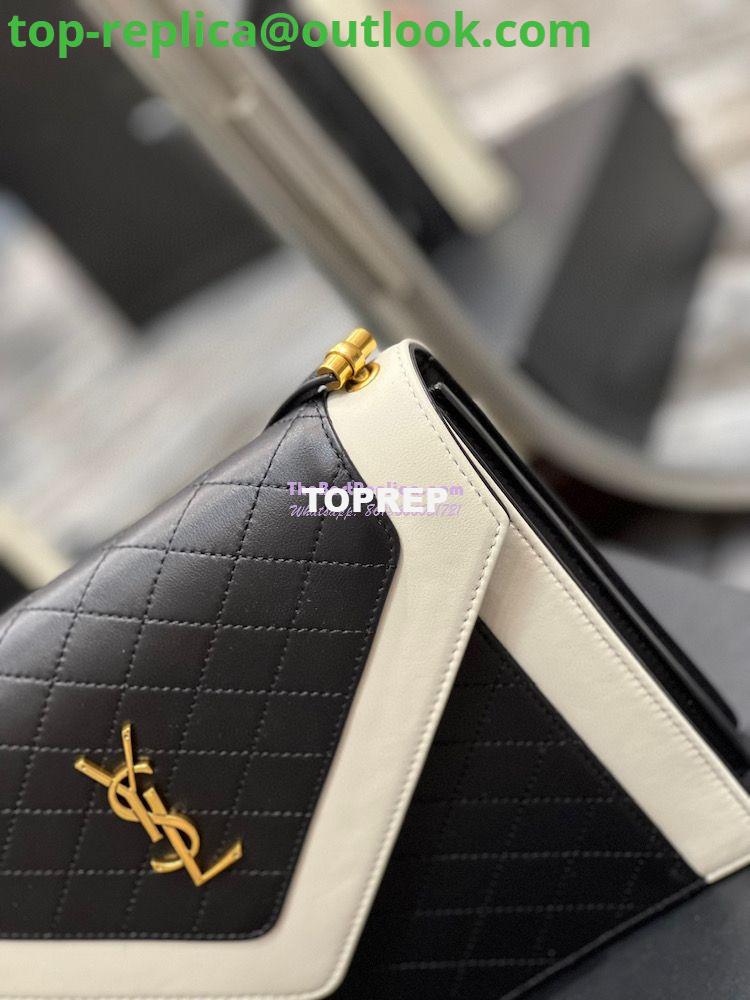 Replica YSL Saint Laurent Gaby Satchel In Quilted Vintage Lambskin 6688631 Black Blanc 3 Replica YSL Saint Laurent Gaby Satchel In Quilted Vintage Lambskin 6688631 Black Blanc 3