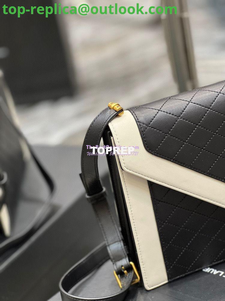 Replica YSL Saint Laurent Gaby Satchel In Quilted Vintage Lambskin 6688631 Black Blanc 4 Replica YSL Saint Laurent Gaby Satchel In Quilted Vintage Lambskin 6688631 Black Blanc 4