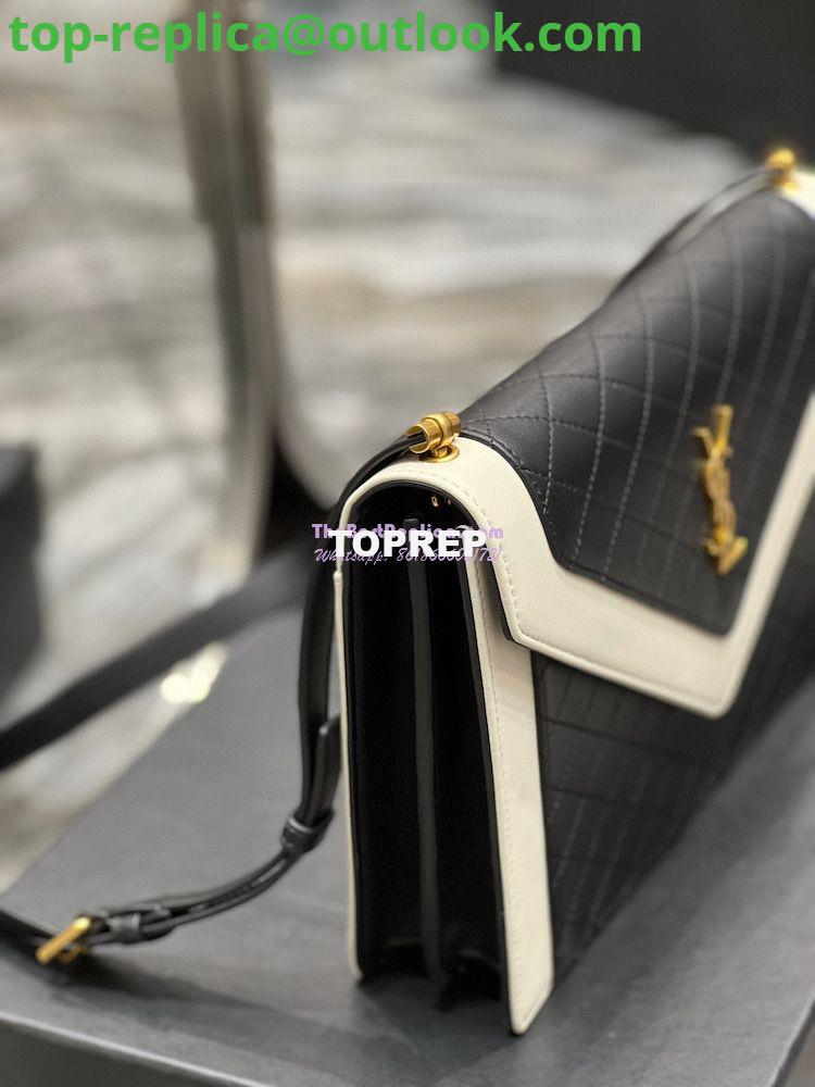 Replica YSL Saint Laurent Gaby Satchel In Quilted Vintage Lambskin 6688631 Black Blanc 6 Replica YSL Saint Laurent Gaby Satchel In Quilted Vintage Lambskin 6688631 Black Blanc 6