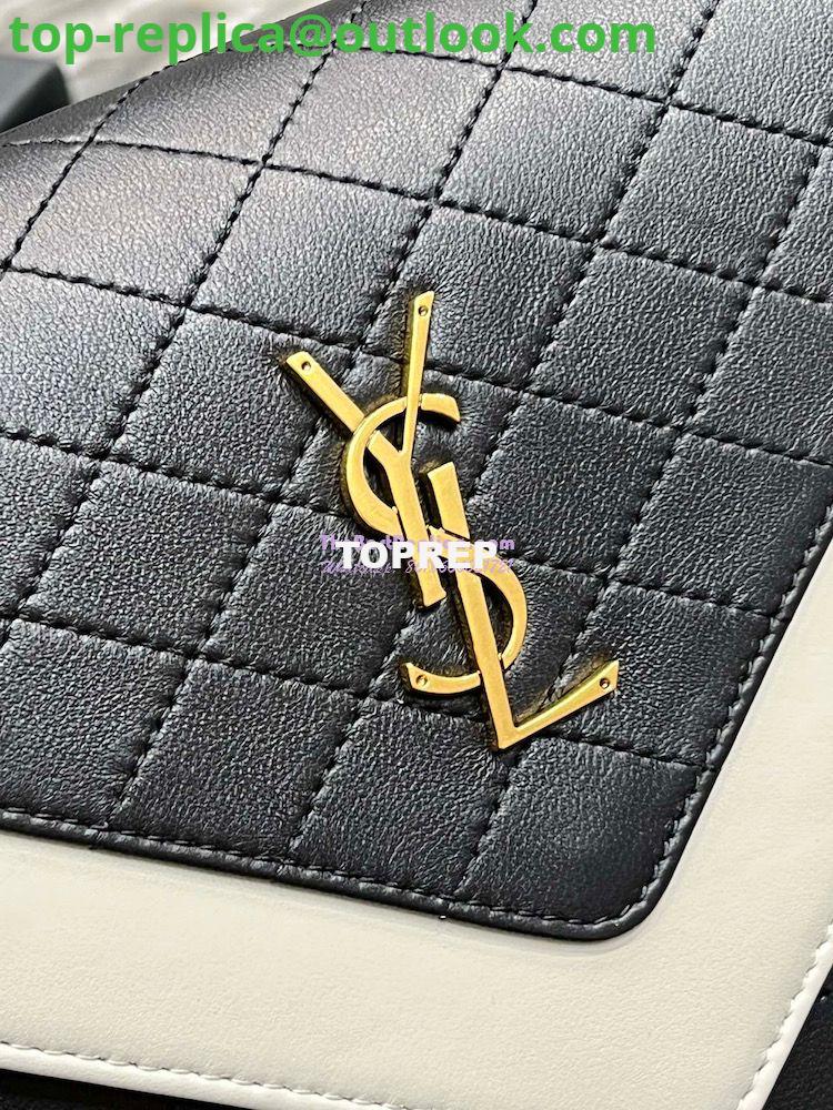 Replica YSL Saint Laurent Gaby Satchel In Quilted Vintage Lambskin 6688631 Black Blanc 7 Replica YSL Saint Laurent Gaby Satchel In Quilted Vintage Lambskin 6688631 Black Blanc 7