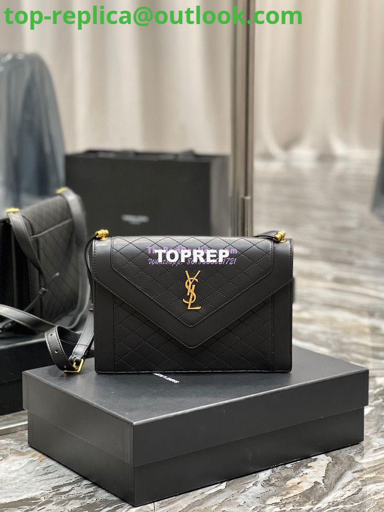 Replica YSL Saint Laurent Gaby Satchel In Quilted Lambskin 6688631 Black 2 Replica YSL Saint Laurent Gaby Satchel In Quilted Lambskin 6688631 Black 2