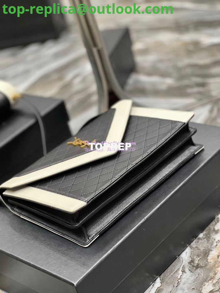 Replica YSL Saint Laurent Gaby Satchel In Quilted Vintage Lambskin 6688631 Black Blanc 9 Replica YSL Saint Laurent Gaby Satchel In Quilted Vintage Lambskin 6688631 Black Blanc 9