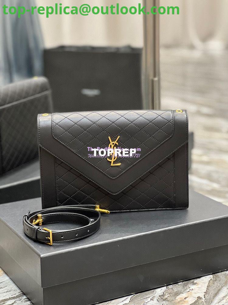 Replica YSL Saint Laurent Gaby Satchel In Quilted Lambskin 6688631 Black 3 Replica YSL Saint Laurent Gaby Satchel In Quilted Lambskin 6688631 Black 3