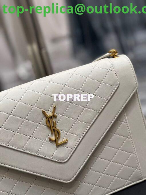 Replica YSL Saint Laurent Gaby Satchel In Quilted Lambskin 6688631 Blanc 5