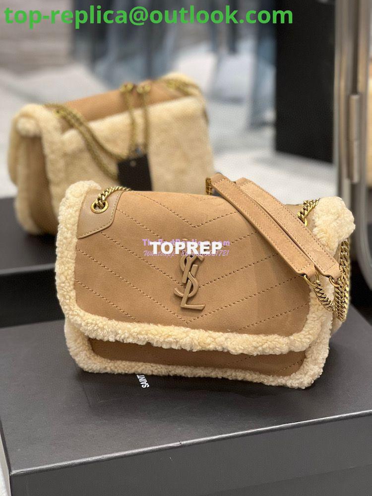Replica YSL Saint Laurent Niki in Nubuck and Natural Shearling Wool 498894 3 Replica YSL Saint Laurent Niki in Nubuck and Natural Shearling Wool 498894 3
