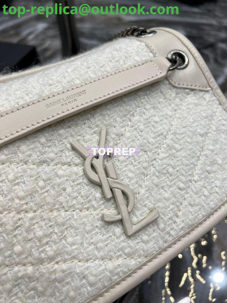 Replica YSL Saint Laurent Niki Medium In Bouclé Tweed And Smooth Leather 633158 White 5 Replica YSL Saint Laurent Niki Medium In Bouclé Tweed And Smooth Leather 633158 White 5