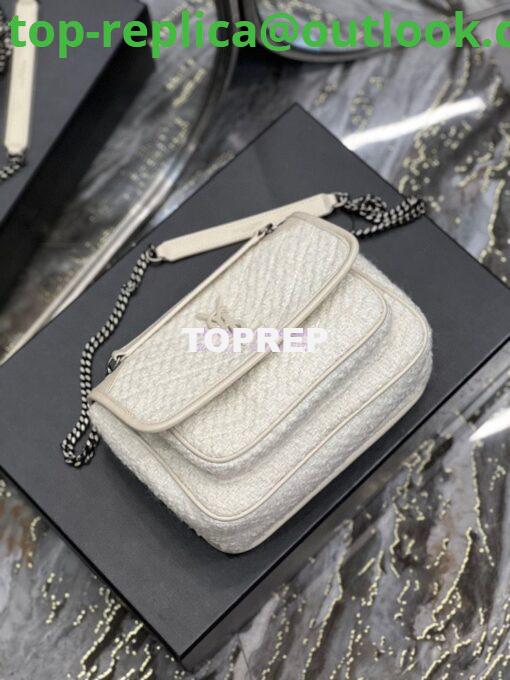 Replica YSL Saint Laurent Niki Medium In Bouclé Tweed And Smooth Leather 633158 White 10