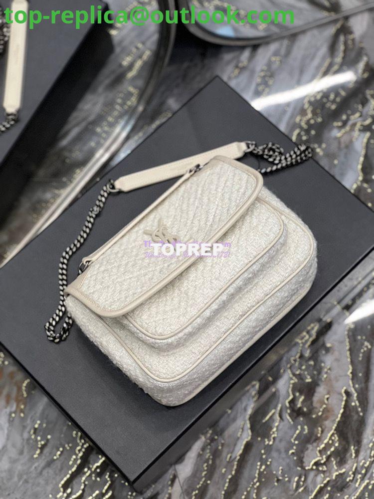 Replica YSL Saint Laurent Niki Medium In Bouclé Tweed And Smooth Leather 633158 White 10 Replica YSL Saint Laurent Niki Medium In Bouclé Tweed And Smooth Leather 633158 White 10