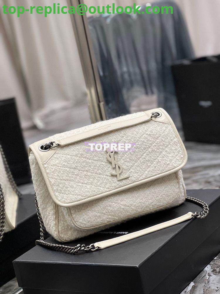 Replica YSL Saint Laurent Niki Medium In Bouclé Tweed And Smooth Leather 633158 White 13 Replica YSL Saint Laurent Niki Medium In Bouclé Tweed And Smooth Leather 633158 White 13