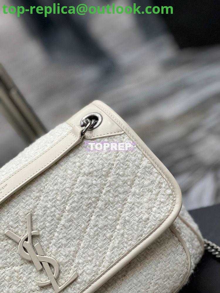 Replica YSL Saint Laurent Niki Medium In Bouclé Tweed And Smooth Leather 633158 White 14 Replica YSL Saint Laurent Niki Medium In Bouclé Tweed And Smooth Leather 633158 White 14