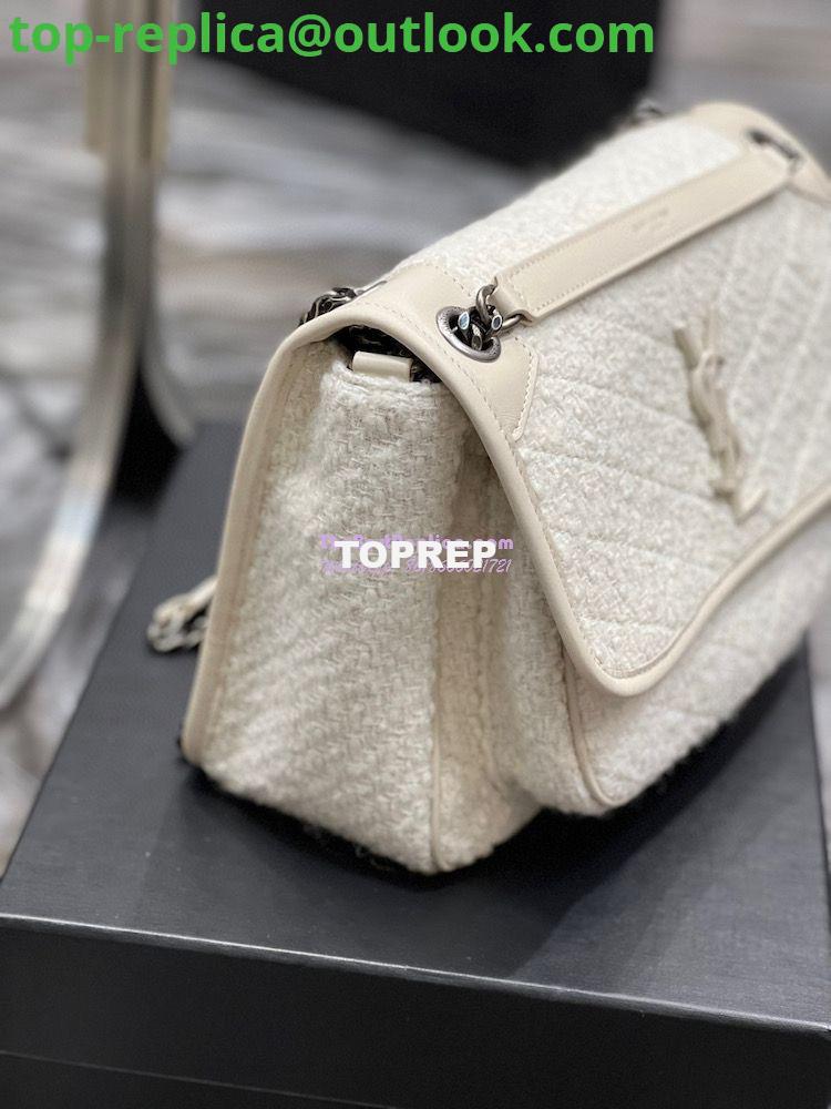 Replica YSL Saint Laurent Niki Medium In Bouclé Tweed And Smooth Leather 633158 White 15 Replica YSL Saint Laurent Niki Medium In Bouclé Tweed And Smooth Leather 633158 White 15