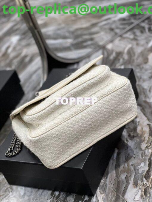 Replica YSL Saint Laurent Niki Medium In Bouclé Tweed And Smooth Leather 633158 White 20