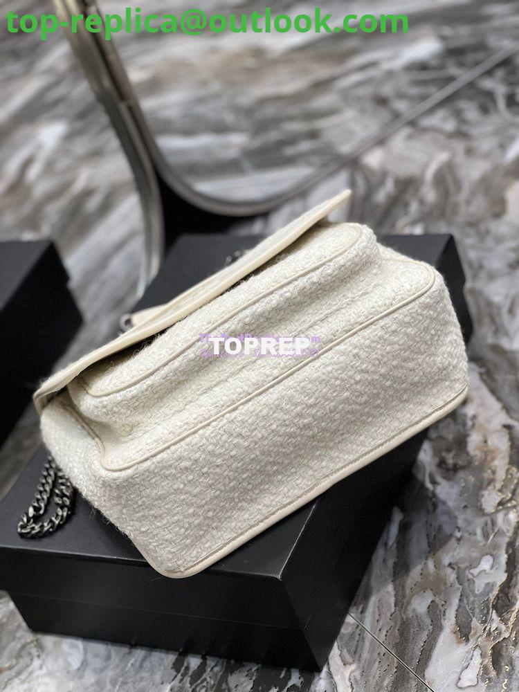 Replica YSL Saint Laurent Niki Medium In Bouclé Tweed And Smooth Leather 633158 White 20 Replica YSL Saint Laurent Niki Medium In Bouclé Tweed And Smooth Leather 633158 White 20