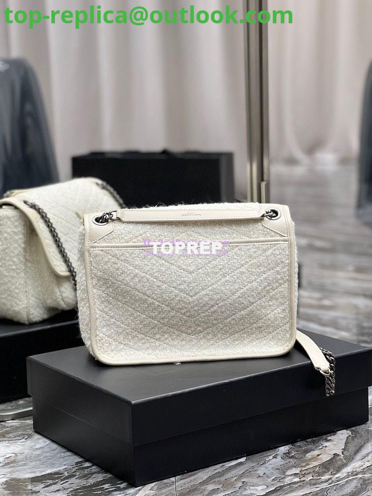 Replica YSL Saint Laurent Niki Medium In Bouclé Tweed And Smooth Leather 633158 White 21 Replica YSL Saint Laurent Niki Medium In Bouclé Tweed And Smooth Leather 633158 White 21
