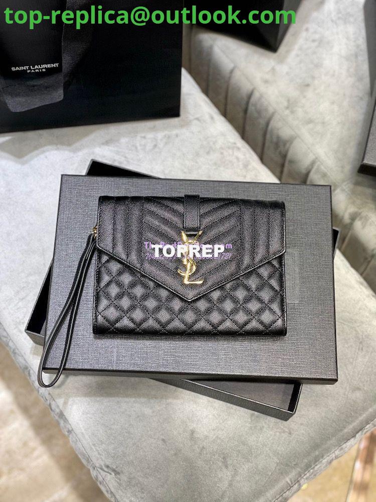 Replica YSL Saint Laurent Monogram Clutch in Quilted Grain De Poudre Embossed Leather 6176621 Black Replica YSL Saint Laurent Monogram Clutch in Quilted Grain De Poudre Embossed Leather 6176621 Black