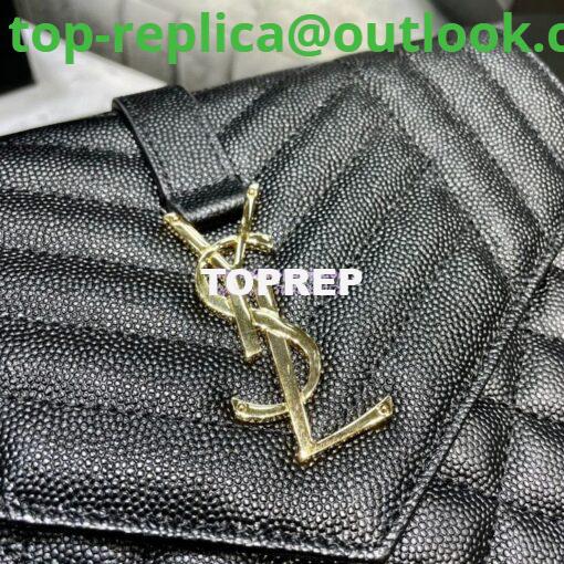 Replica YSL Saint Laurent Monogram Clutch in Quilted Grain De Poudre Embossed Leather 6176621 Black 3