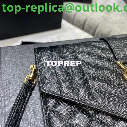 Replica YSL Saint Laurent Monogram Clutch in Quilted Grain De Poudre Embossed Leather 6176621 Black 4