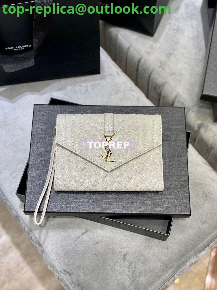 Replica YSL Saint Laurent Monogram Clutch in Quilted Grain De Poudre Embossed Leather 6176621 White 2 Replica YSL Saint Laurent Monogram Clutch in Quilted Grain De Poudre Embossed Leather 6176621 White 2
