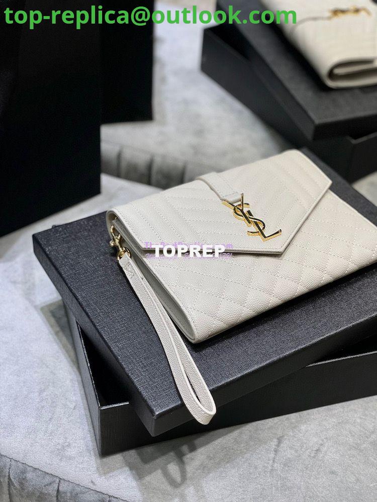 Replica YSL Saint Laurent Monogram Clutch in Quilted Grain De Poudre Embossed Leather 6176621 White 3 Replica YSL Saint Laurent Monogram Clutch in Quilted Grain De Poudre Embossed Leather 6176621 White 3