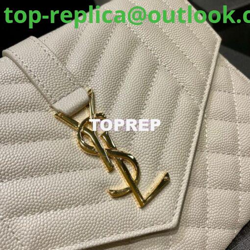 Replica YSL Saint Laurent Monogram Clutch in Quilted Grain De Poudre Embossed Leather 6176621 White 5