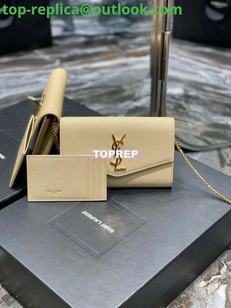Replica YSL Saint Laurent Uptown Chain Wallet In Grain De Poudre Embossed Leather 6077881 Beige Replica YSL Saint Laurent Uptown Chain Wallet In Grain De Poudre Embossed Leather 6077881 Beige
