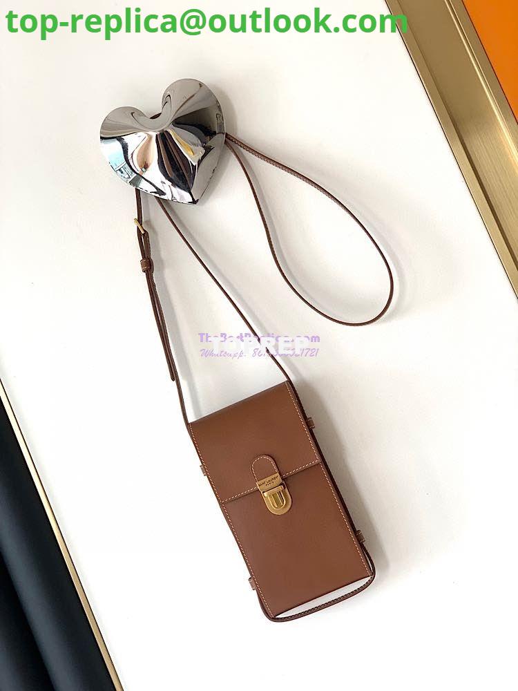 Replica YSL Saint Laurent Tuc Phone Pouch With Strap In Supple Calfskin 6677182 Brown 2 Replica YSL Saint Laurent Tuc Phone Pouch With Strap In Supple Calfskin 6677182 Brown 2