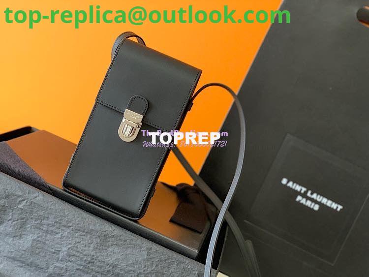 Replica YSL Saint Laurent Tuc Phone Pouch With Strap In Supple Calfskin 6677182 Black Replica YSL Saint Laurent Tuc Phone Pouch With Strap In Supple Calfskin 6677182 Black