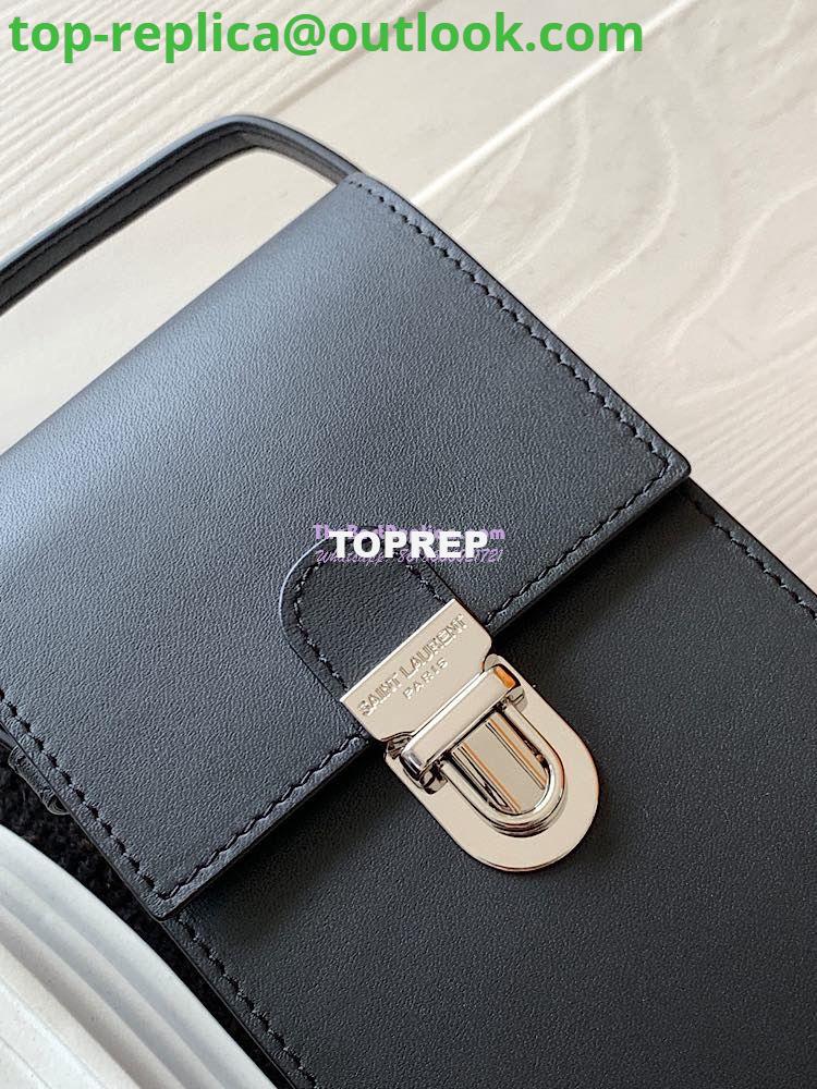 Replica YSL Saint Laurent Tuc Phone Pouch With Strap In Supple Calfskin 6677182 Black 3 Replica YSL Saint Laurent Tuc Phone Pouch With Strap In Supple Calfskin 6677182 Black 3