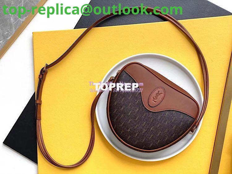 Replica YSL Saint Laurent Le Monogramme Cœur Bag In Canvas And Smooth Leather 6752602 Brown Replica YSL Saint Laurent Le Monogramme Cœur Bag In Canvas And Smooth Leather 6752602 Brown