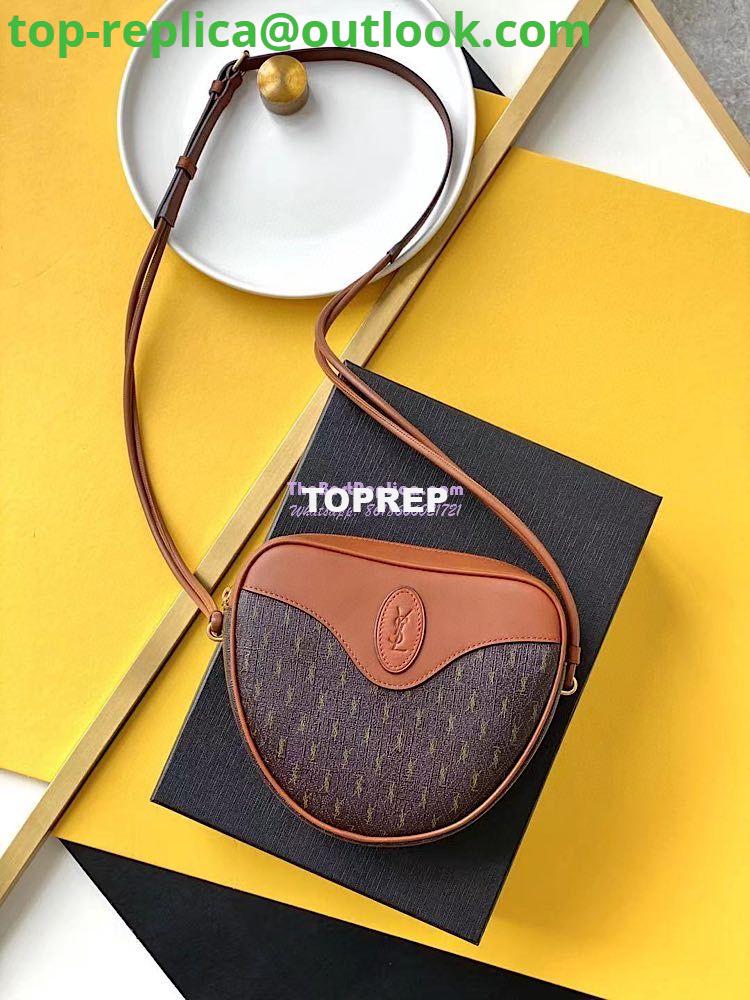 Replica YSL Saint Laurent Le Monogramme Cœur Bag In Canvas And Smooth Leather 6752602 Brown 2 Replica YSL Saint Laurent Le Monogramme Cœur Bag In Canvas And Smooth Leather 6752602 Brown 2