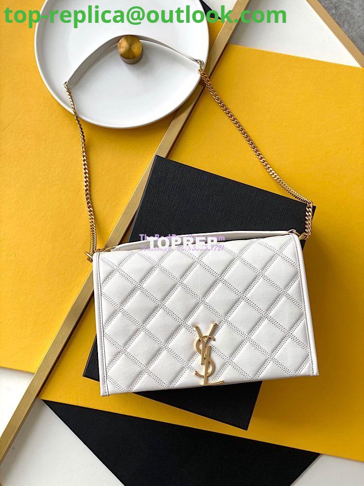 Replica YSL Saint Laurent Becky Mini Chain Bag In Carré-Quilted Lambskin 6292461 Blanc 2 Replica YSL Saint Laurent Becky Mini Chain Bag In Carré-Quilted Lambskin 6292461 Blanc 2