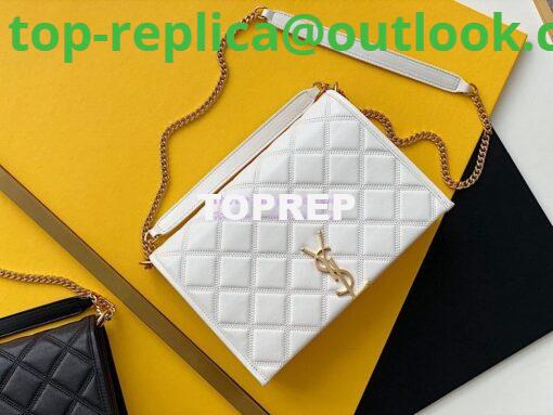 Replica YSL Saint Laurent Becky Mini Chain Bag In Carré-Quilted Lambskin 6292461 Blanc 4